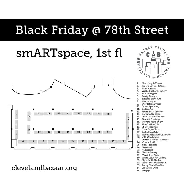 Map for Black Friday and Akron Bazaar this weekend!